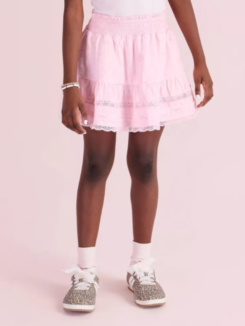 LoveShackFancy x Target Pink 12 Girls skirt Clara Alouette Embroidery Tiered